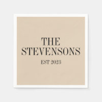 Stylish Classic Family Last Name Est Date Beige