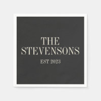 Stylish Classic Family Last Name Est Date Black