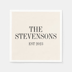Stylish Classic Family Last Name Est Date Ivory Napkin