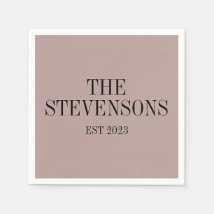 Stylish Classic Family Last Name Est Date Mauve Napkin