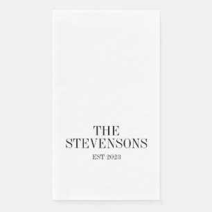 Stylish Classic Family Last Name Est Date White Napkin