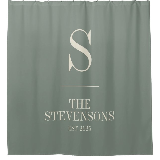 Stylish Classic Family Monogram Est Sage Green  (Front)