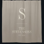 Stylish Classic Family Monogram Est Taupe Brown<br><div class="desc">Stylish Classic Family Monogram Est Date in Taupe Shower Curtain</div>