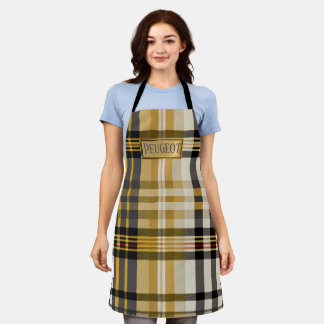 Stylish Classic Gold and Beige Plaid Apron