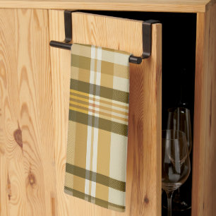 Stylish Classic Gold and Beige Plaid Kitchen Towel