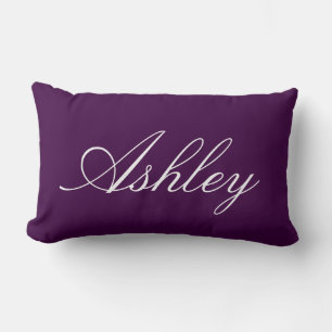 STYLISH CLASSIC MODERN CUSTOMIZED NAME DARK PURPLE LUMBAR PILLOW