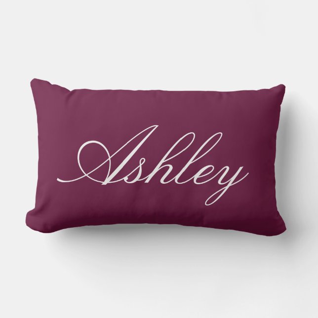 STYLISH CLASSIC MODERN CUSTOMIZED NAME DEEP GRAPE LUMBAR PILLOW (Front)