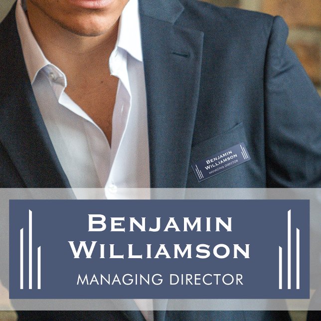 Stylish Classic Professional Navy Blue Name Tag (Creator Uploaded)