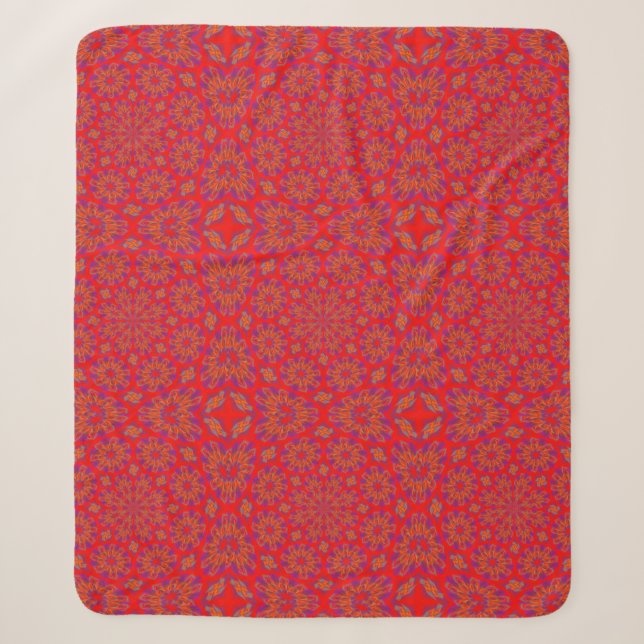 Stylish classic red and purple Sherpa blanket (Front)