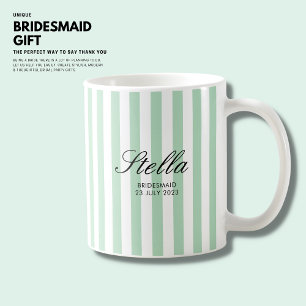 Stylish Classic Sage Green Stripes Bridesmaid Mug 