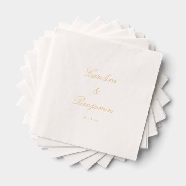 Stylish Classic Script Elegant Wedding Custom Gold (Insitu (empilé))
