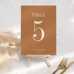 Stylish Classic Terracotta Elegant Simple Wedding Table Number