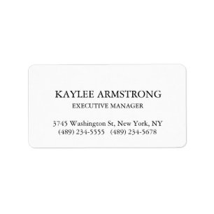 Stylish Classical Plain Simple White Professional Label