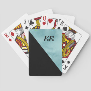 Stylish Classy Blue Black Monogram Playing Cards