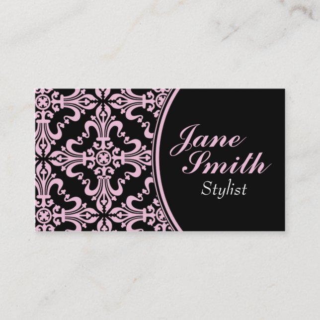 Stylish Classy Elegant Professional Damask Floral Business Card (Front)