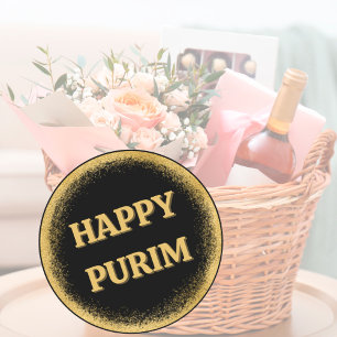 Stylish Classy Gold Glitter Happy Purim  Classic Round Sticker
