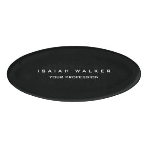 Stylish Classy Plain Unique Special Black & White Name Tag
