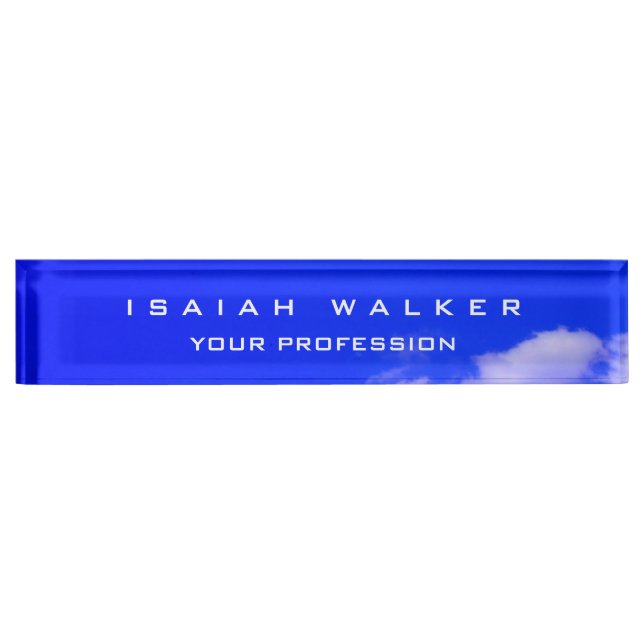 Stylish Classy Plain Unique Special Blue Sky Nameplate (Front)