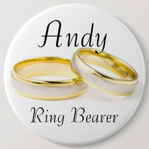 Stylish Classy Ring Bearer Golden Rings Wedding 6 Inch Round Button