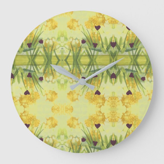 Stylish Clock With Purple Hearts (Front)