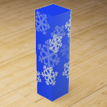 Stylish Cobalt Blue Snowflakes Modern Christmas  Wine Box<br><div class="desc">Stylish and modern festive pattern featuring a cobalt blue background and elegant, white snowflakes. The clean, geometric snowflake design brings a touch of winter charm, adding sophistication and a festive flair. Perfect for wrapping gifts in a memorable and eye-catching way. This design seamlessly blend modern aesthetics with holiday spirit, making...</div>