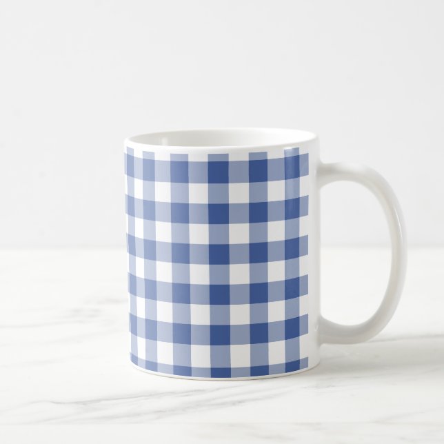 Stylish Coffee Mug, Dark BlueCheck Gingham Coffee Mug (Right)