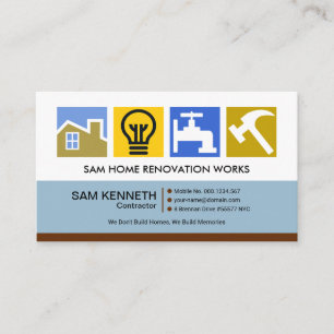 Stylish Colorful Construction Symbols Builder Business Card