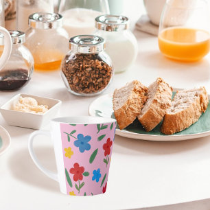 STYLISH COLORFUL FLOWERS PATTERN LATTE MUG