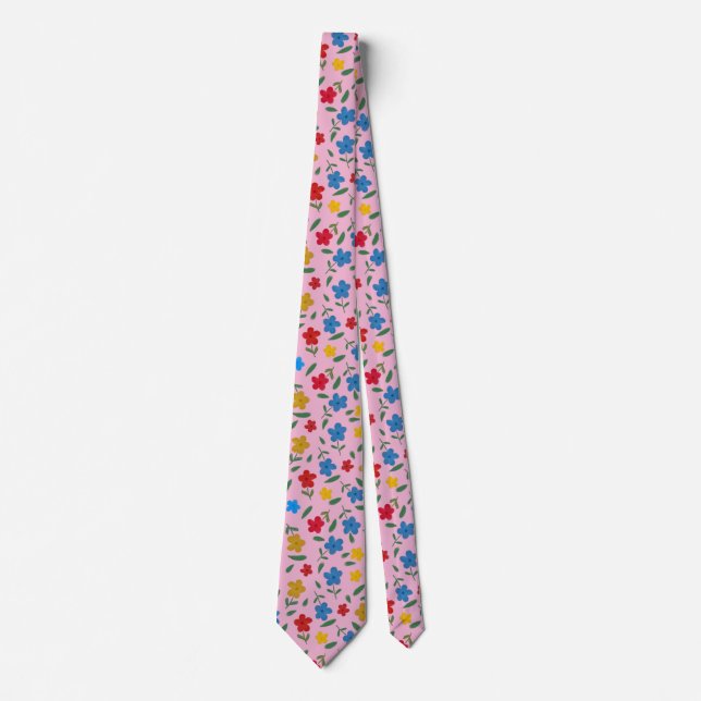STYLISH COLORFUL FLOWERS PATTERN TIE (Front)