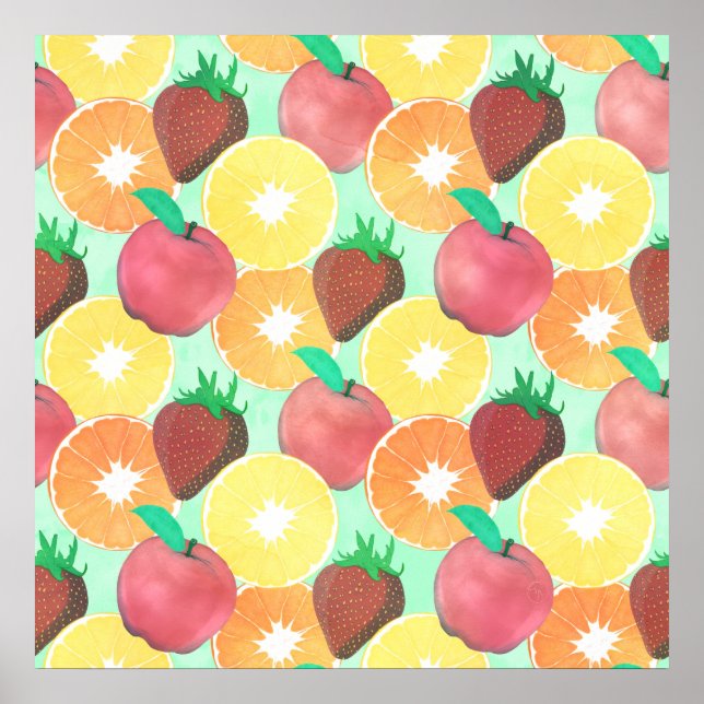 Stylish Colorful Summer Fruits Design Poster (Front)