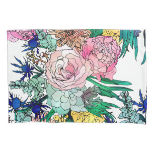 Stylish Colorful Watercolor Floral Pattern Pillowcase