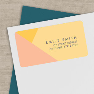 Stylish Colour Block Pastel Orange & Peach Address Label