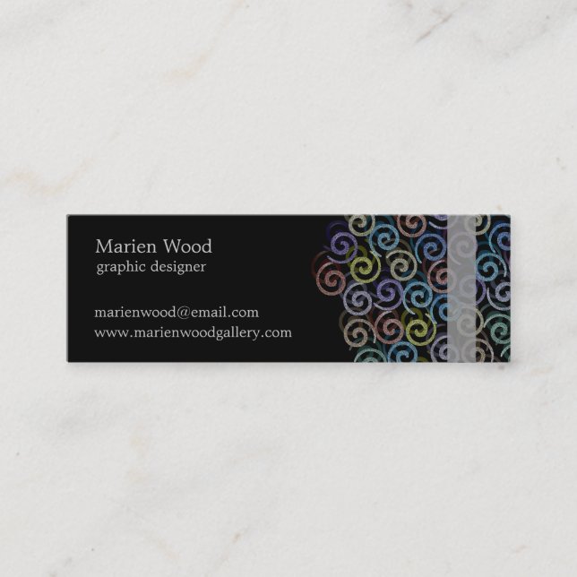 Stylish Colour Spirals Mini Business Card (Front)