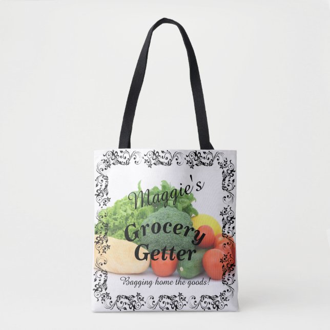 Stylish Colourful Customizable Everyday Use Grocer Tote Bag (Front)