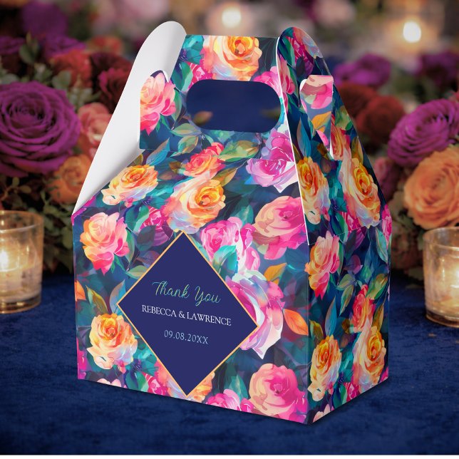 Stylish Colourful flowers wedding Favor Box (Creator Uploaded)