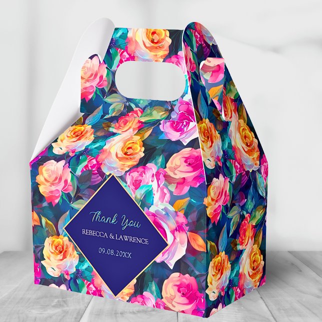 Stylish Colourful flowers wedding Favor Box (Creator Uploaded)