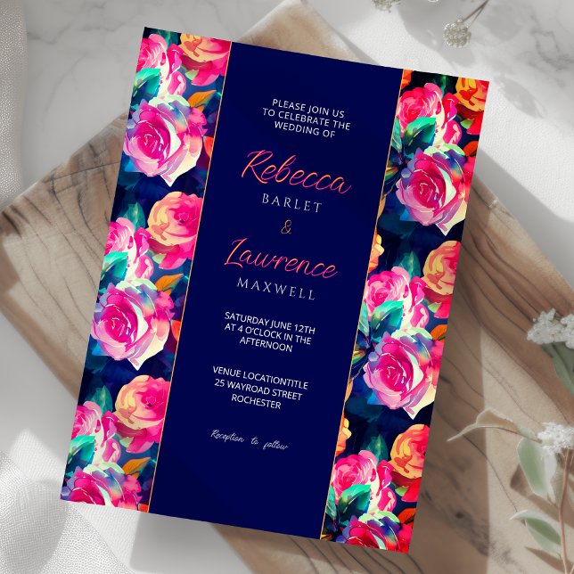 Stylish Colourful flowers wedding invitation (Creator Uploaded)