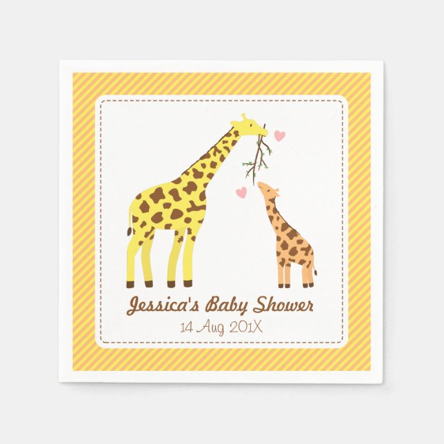 Stylish Colourful Giraffe Calf Baby Shower Party Napkin (Front)
