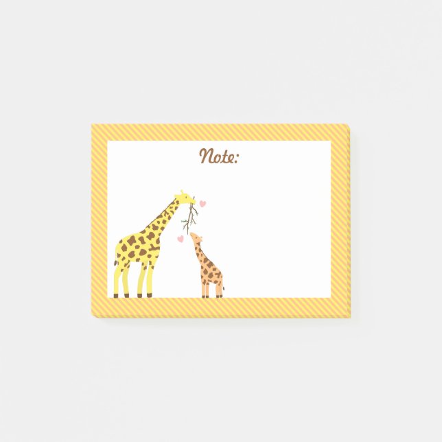 Stylish Colourful Giraffe Mommy and Baby Calf Post-it Notes (Front)