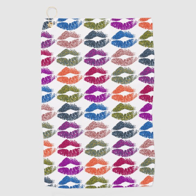 Stylish Colourful Lips Golf Towel (Front)