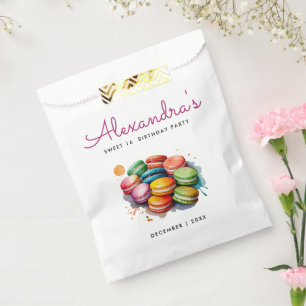 Stylish Colourful Macarons Sweet 16 Bake Watercolo Favour Bag