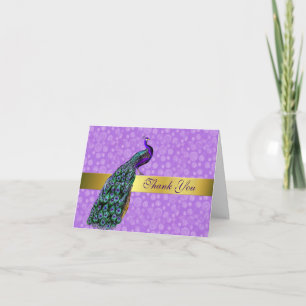 Stylish Colourful Peacock Thank You Card