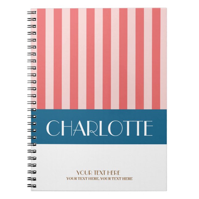 Stylish Colourful Stripes Personalized Monogrammed Notebook (Front)
