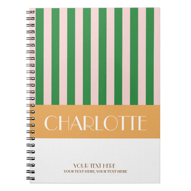 Stylish Colourful Stripes Personalized Monogrammed Notebook (Front)