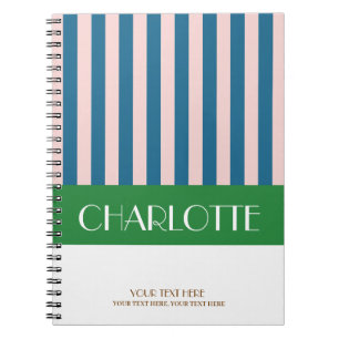 Stylish Colourful Stripes Personalized Monogrammed Notebook