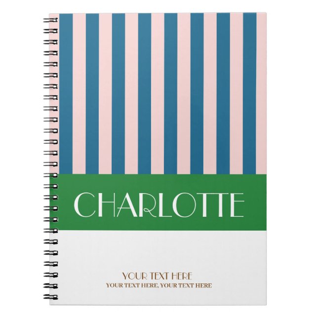 Stylish Colourful Stripes Personalized Monogrammed Notebook (Front)