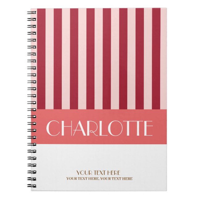 Stylish Colourful Stripes Personalized Monogrammed Notebook (Front)