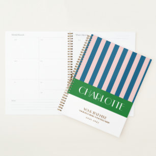 Stylish Colourful Stripes Personalized Planner