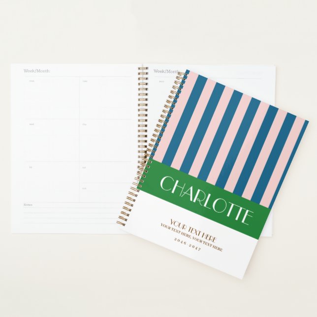 Stylish Colourful Stripes Personalized Planner (Display)