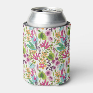 Stylish Colourful Summer Tropical Floral Pattern Can Cooler